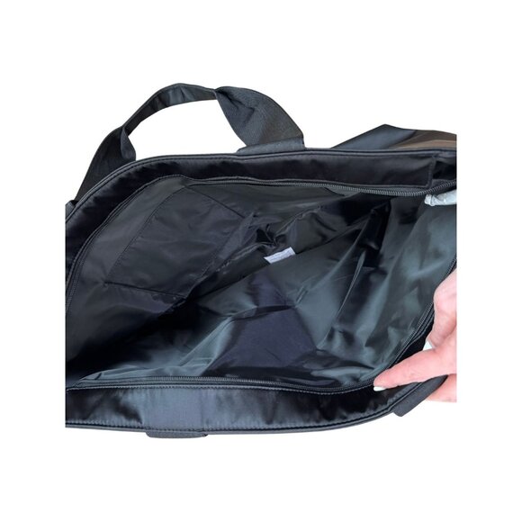 NWT Victoria's Secret Black Satin Bling Tote Bag | Silver Sparkle Logo - Picture 6 of 8